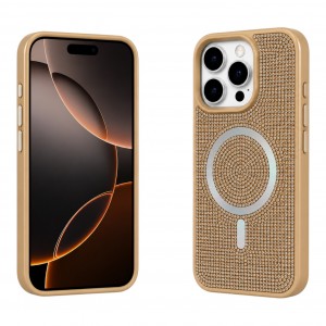 Nettech Apple iPhone 15 Pro Max Uyumlu Taşlı Seri Arka Koruma Kılıf (Gold) NT-120486