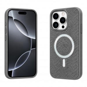 Nettech Apple iPhone 15 Pro Max Uyumlu Taşlı Seri Arka Koruma Kılıf (Gri) NT-120487