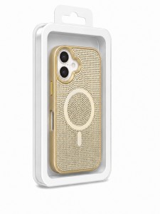 Nettech Apple iPhone 16 Uyumlu Taşlı Seri Arka Koruma Kılıf (Gold) NT-119778