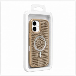 Nettech Apple iPhone 15 Uyumlu Taşlı Seri Arka Koruma Kılıf (Gold) NT-120459
