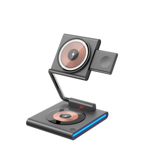 Nettech NT-WCH04 3in 1 15W Kablosuz Wireless Şarj (Gri) NT-WCH04
