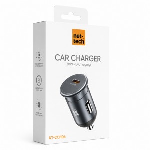 Nettech NT-CCH04 Type-C Pd 30W 1 Çıkışlı Araç Şarj Aleti (Siyah) NT-CCH04