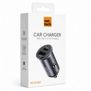 Nettech NT-CCH03 Usb + Type-C PD 18W + 20W 2 Çıkışlı Araç Şarj Aleti (Siyah) NT-CCH03