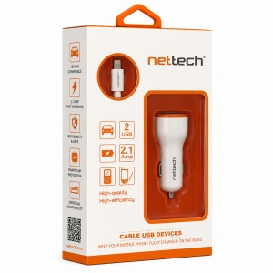Nettech NT-13 5W 2 Çıkışlı Lightning Araç Şarj Aleti (Beyaz) NT-11286