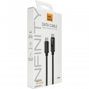 Nettech NT-DC60 100W İp Örgü 120 Cm Type-C To Type-C Şarj ve Data Kablosu (Siyah) NT-116331