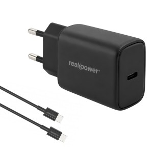 RealPower TCS25WBK 25W 3000 mAh Type-C To Type-C Şarj Aleti (Siyah) NT-119368