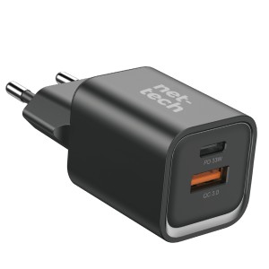 Nettech NT-HCH07 33W GaN PD+QC Şarj Aleti (Siyah) NT-HCH07