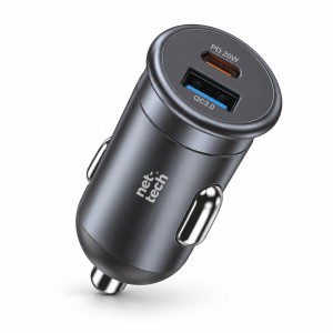 Nettech NT-CCH03 Usb + Type-C PD 18W + 20W 2 Çıkışlı Araç Şarj Aleti (Siyah) NT-CCH03