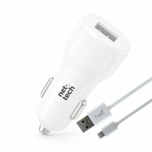 Nettech NT-13 5W 2 Çıkışlı Lightning Araç Şarj Aleti (Beyaz) NT-11286