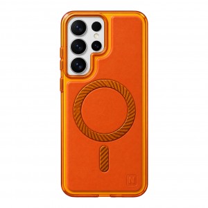 Nettech Samsung Galaxy S25 Ultra Uyumlu NT-N120 Deri Arka Koruma Kılıf (Kozmik Turuncu) NT-117581