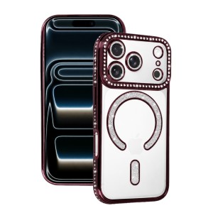 Nettech Apple iPhone 18 Pro Uyumlu Taşlı Seri Arka Koruma Kılıf (Bordo) NT-120876