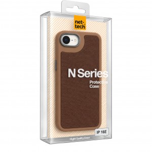 Nettech Apple iPhone 16E Uyumlu NT-N121 Deri Arka Koruma Kılıf (Kahverengi) NT-117613