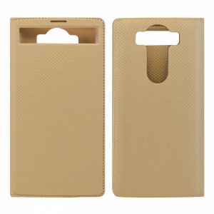 Nettech LG V10 Uyumlu Pencereli Kapaklı Kılıf (Gold) VR-9006