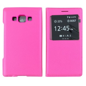 Nettech Samsung Galaxy A300 A3 2015 Uyumlu Pencereli Kapaklı Kılıf (Pembe) VR-9010