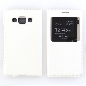 Nettech Samsung Galaxy A300 A3 2015 Uyumlu Pencereli Kapaklı Kılıf (Beyaz) VR-9011