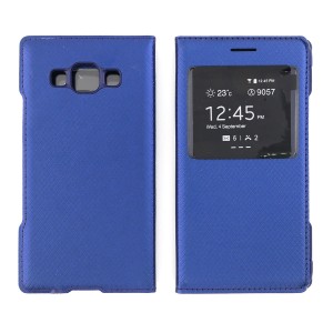 Nettech Samsung Galaxy A300 A3 2015 Uyumlu Pencereli Kapaklı Kılıf (Lacivert) VR-9012