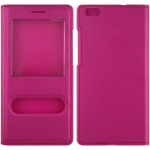 Nettech Huawei P8 Lite Uyumlu Pencereli Kapaklı Kılıf (Pembe) VR-8961
