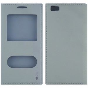 Nettech Huawei P8 Lite Uyumlu Pencereli Kapaklı Kılıf (Beyaz) VR-2011