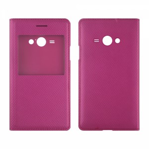 Nettech Samsung Galaxy j110 J1 Ace Uyumlu Pencereli Kapaklı Kılıf (Pembe) VR-8996