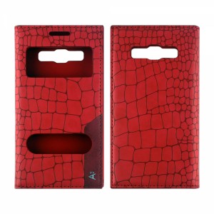 Samsung Samsung Galaxy A300 A3 2015 Uyumlu Pencereli Kapaklı Kılıf (Kırmızı) VR-5384