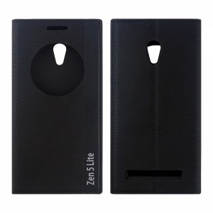 Nettech Asus Zenfone 5.5 Lite Uyumlu Pencereli Kapaklı Kılıf (Siyah) VR-8272