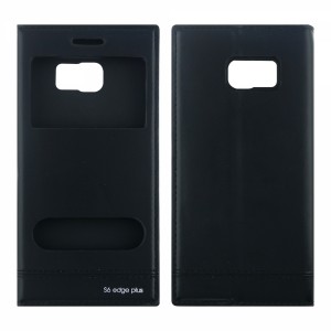 Nettech Samsung Galaxy G928 S6 Edge Plus Uyumlu Pencereli Kapaklı Kılıf (Siyah) VR-4917