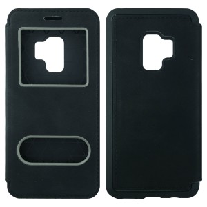 Nettech Samsung Galaxy G960 S9 Uyumlu Pencereli Kapaklı Kılıf (Siyah) VR-10410