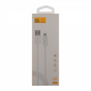 Nettech NT-22 Plastik 100 Cm Micro Şarj ve Data Kablosu (Beyaz) NT-6512
