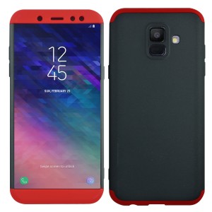 Nettech Samsung Galaxy A600 A6 2018 Uyumlu Ön Arka Koruma Arka Koruma Kılıf (Kırmızı) VR-11021