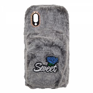 Nettech Huawei P20 Lite Uyumlu Peluş Arka Koruma Kılıf (Gri) VR-13082