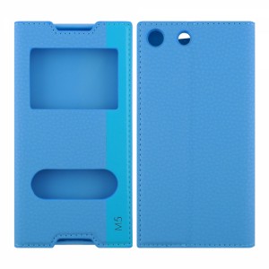 Nettech Sony Xperia M5 Uyumlu Pencereli Kapaklı Kılıf (Mavi) VR-7797