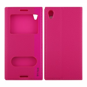 Sony Sony Xperia M4 Aqua Uyumlu Pencereli Kapaklı Kılıf (Pembe) VR-5413
