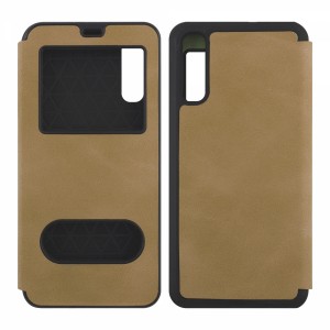 Nettech Samsung Galaxy A50 Uyumlu Pencereli Kapaklı Kılıf (Gold) VR-15415