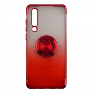 Nettech Huawei P30 Uyumlu Renkli Yüzüklü Arka Koruma Kılıf (Kırmızı) VR-15628