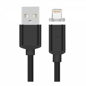 Coteetci M11 Manyetik İp Örgü 120 Cm Lightning Şarj ve Data Kablosu (Siyah) VR-17224