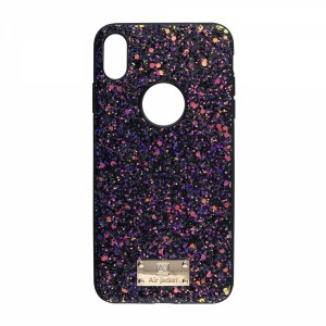 Air Jacket Apple iPhone XS Max Uyumlu Simli Arka Koruma Kılıf (Siyah) VR-17819