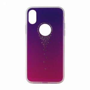 Comma Apple iPhone XS Uyumlu Taşlı Seri Arka Koruma Kılıf (Mor) VR-18043