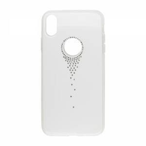 Comma Apple iPhone XS Max Uyumlu Taşlı Seri Arka Koruma Kılıf (Beyaz) VR-18038