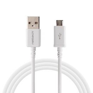 Nettech NT-22 Plastik 100 Cm Micro Şarj ve Data Kablosu (Beyaz) NT-6512