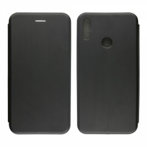 Nettech Huawei Y7 2019 Uyumlu Lüx Seri Kapaklı Kılıf (Siyah) VR-18251