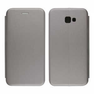 Nettech Samsung Galaxy J4 Plus Uyumlu Lüx Seri Kapaklı Kılıf (Gri) VR-18159