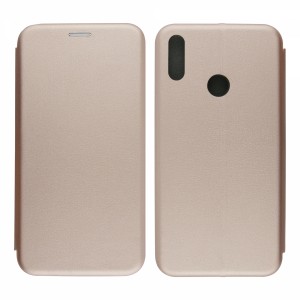 Nettech Huawei Y7 2019 Uyumlu Lüx Seri Kapaklı Kılıf (Rose Gold) VR-18254