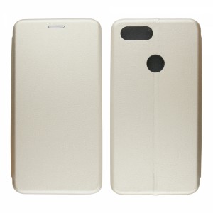 Nettech Xiaomi Mi 8 Lite Uyumlu Lüx Seri Kapaklı Kılıf (Gold) VR-18132