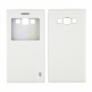 Nettech Samsung Galaxy A500 A5 2015 Uyumlu Pencereli Kapaklı Kılıf (Beyaz) VR-7074