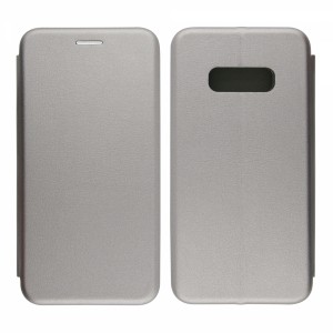 Nettech Samsung Galaxy S10E Uyumlu Lüx Seri Kapaklı Kılıf (Gri) VR-18206