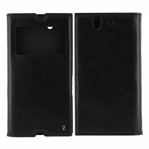 Nettech Sony Xperia Z Uyumlu Pencereli Kapaklı Kılıf (Siyah) VR-8338