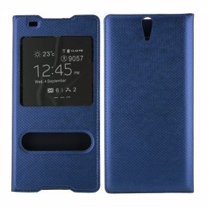 Nettech Sony Xperia C5 Ultra Uyumlu Pencereli Kapaklı Kılıf (Lacivert) VR-8976