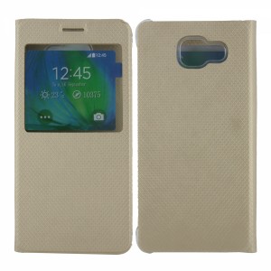 Nettech Samsung Galaxy A510 A5 2016 Uyumlu Pencereli Kapaklı Kılıf (Gold) VR-8944