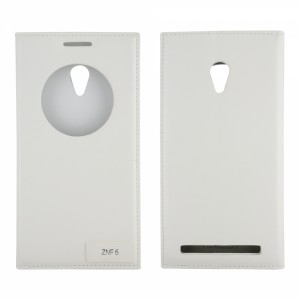 Nettech Asus Zenfone 6 A600Cg Uyumlu Pencereli Kapaklı Kılıf (Beyaz) NT-3219