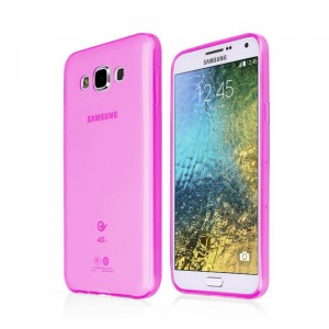 Nettech Samsung Galaxy E500 E5 2015 Uyumlu Arka Koruma Arka Koruma Kılıf (Pembe Açık) NT-4876